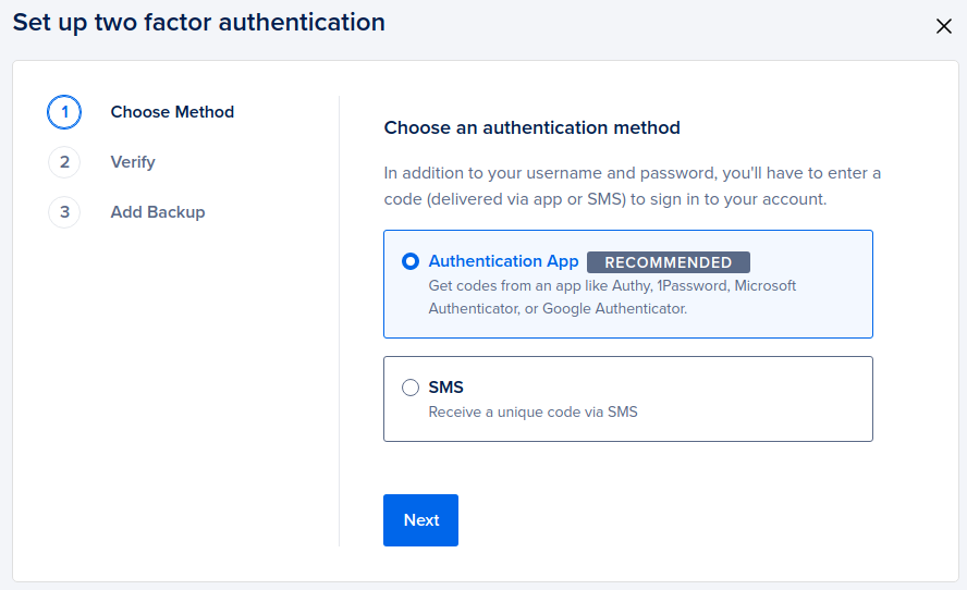 My Authenticator app or SMS two-factor authentication (2FA) has