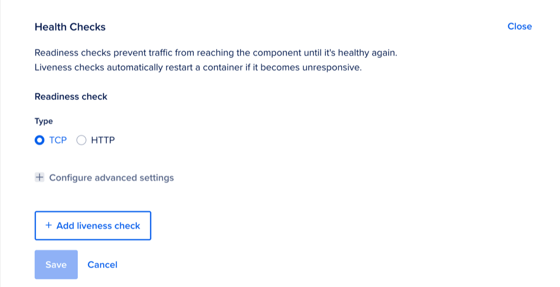 Health checks section