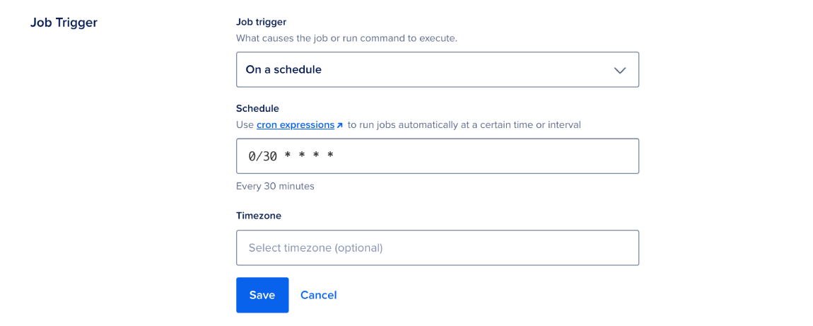 the Job Trigger configuration section