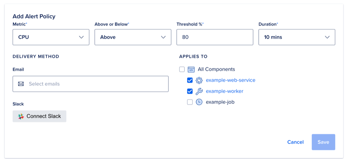 Create new metric alert