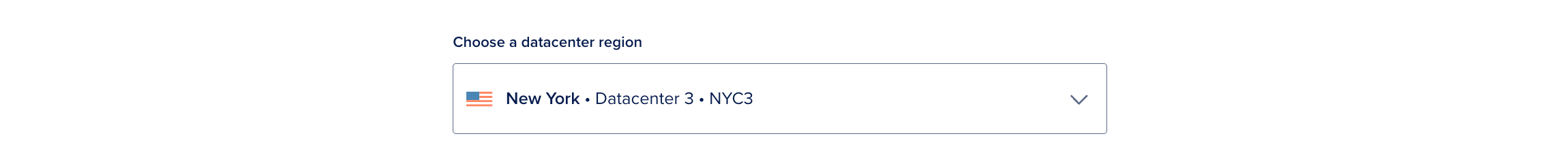 The datacenter drop-down menu