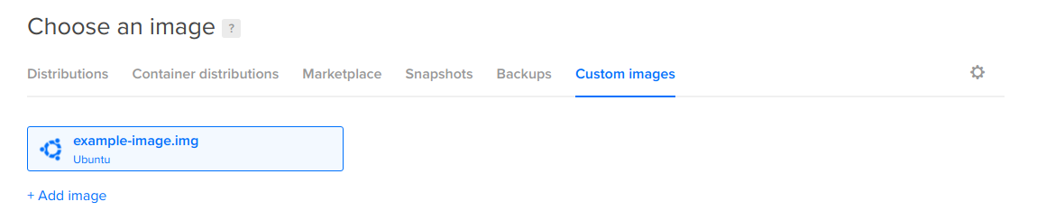 Choose an image section with an option to add additional images.