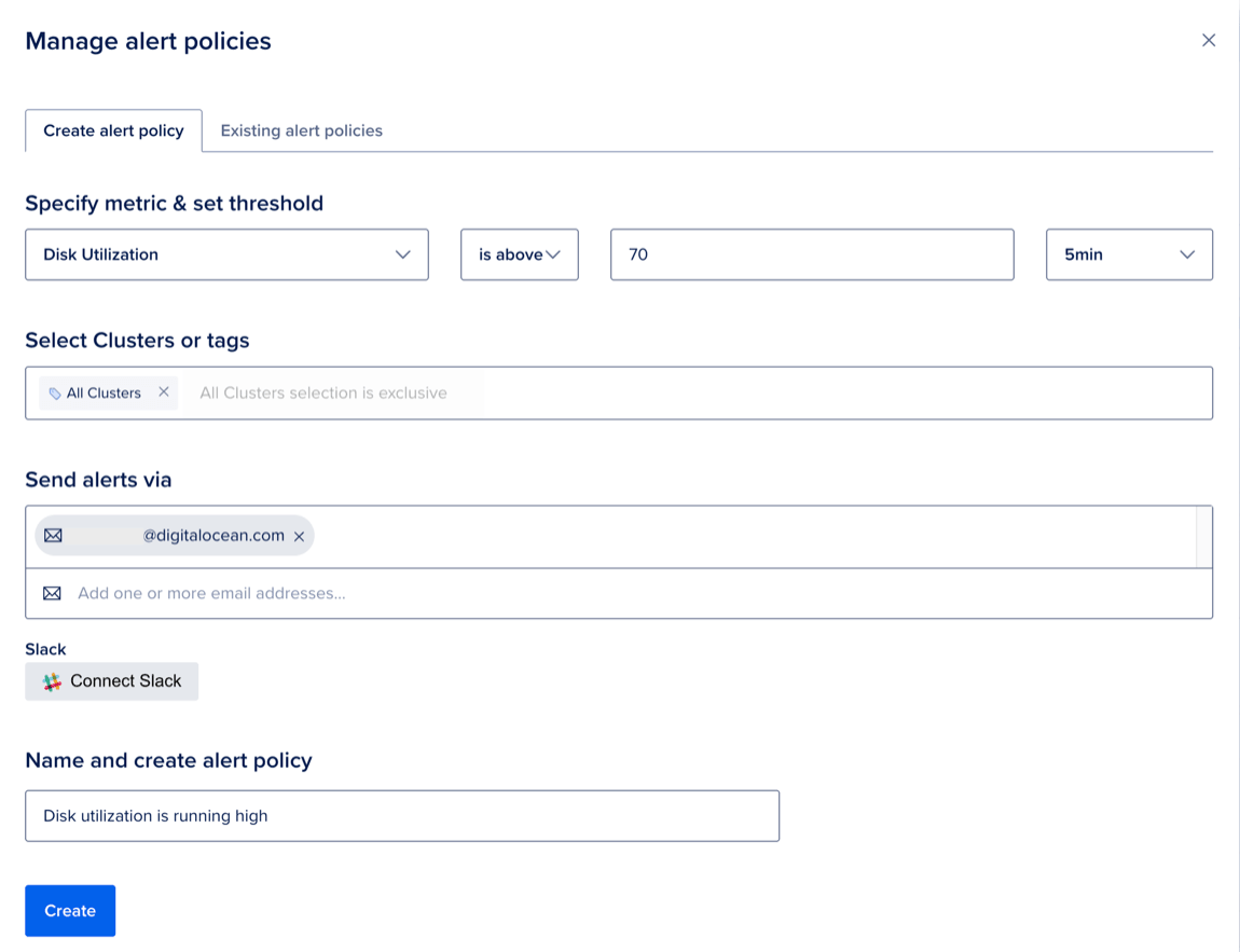 Creating an alert policy