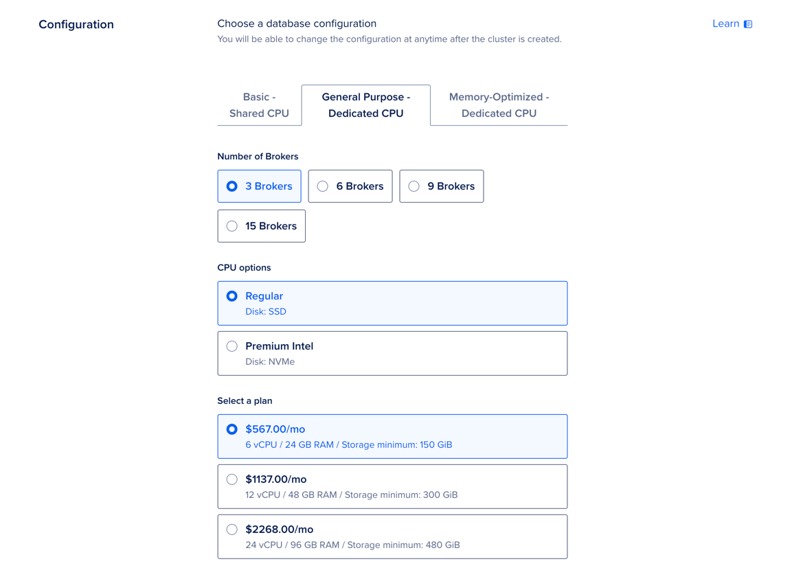 Cluster configuration section with additional nodes selected