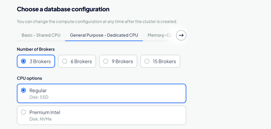 Number of brokers selector with 3 brokers selected.