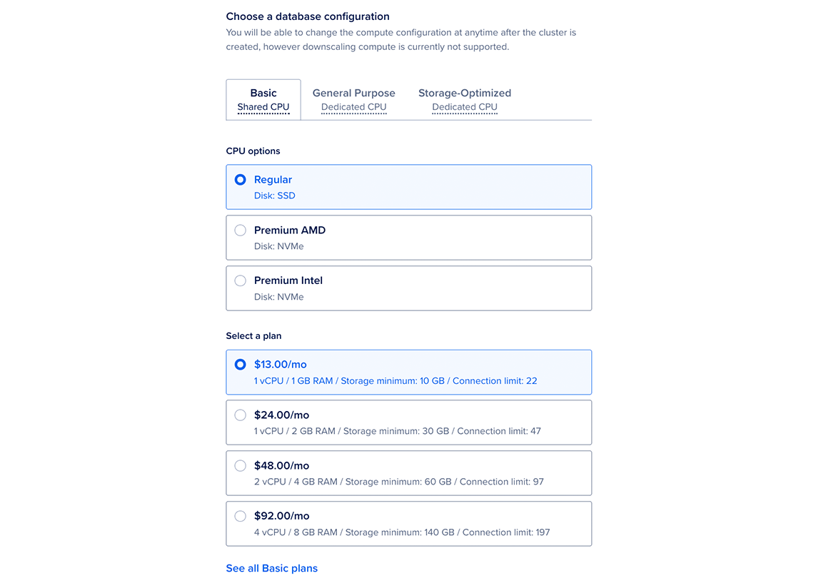 Cluster configuration section with additional nodes selected