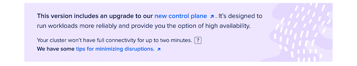 The banner listing the opportunity to upgrade to the new control plane