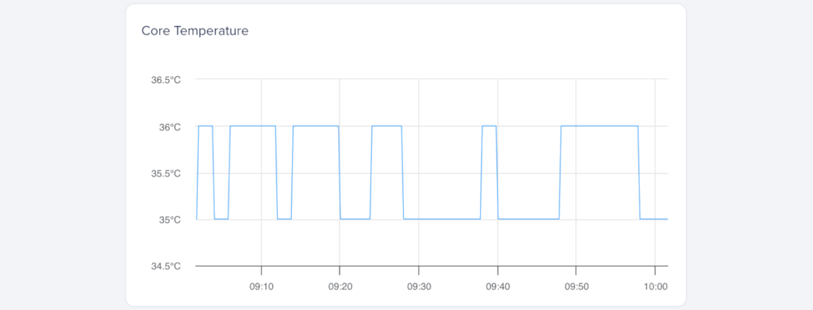 Core temperature over time with small fluctuations.