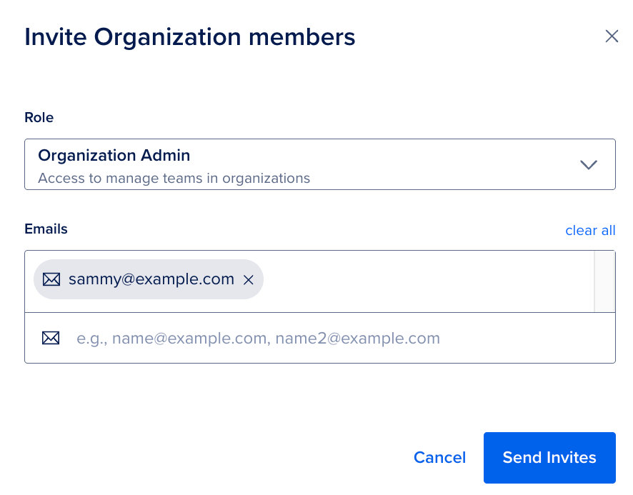Invite org member window