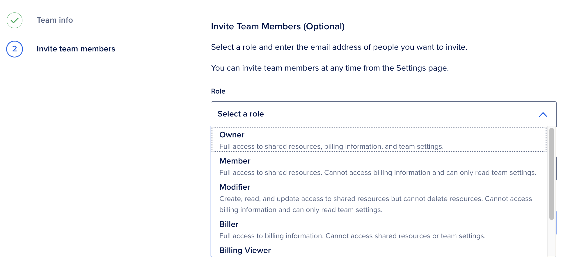 Invite new members page