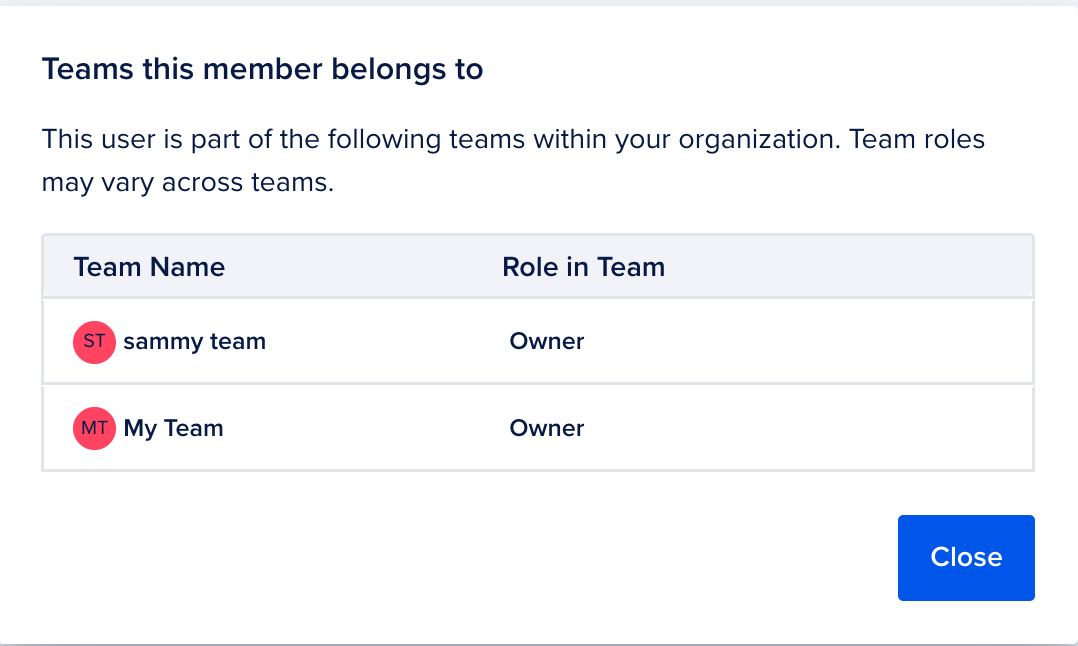 Teams member belongs to