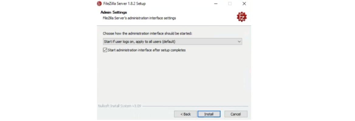 FileZilla Admin Settings and Install
