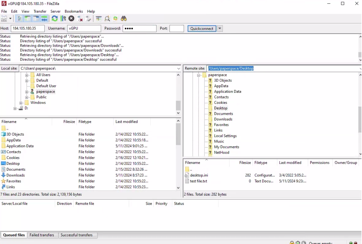 FileZilla Client Accessing Files