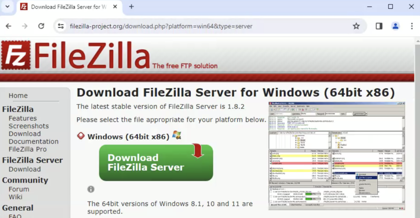 Download FileZilla Page