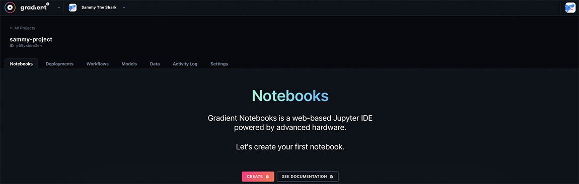 Create a notebook tab for a project