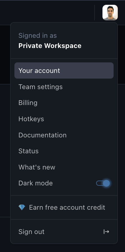 Your account settings