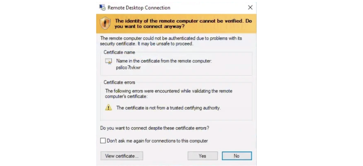 Accepting server certificate