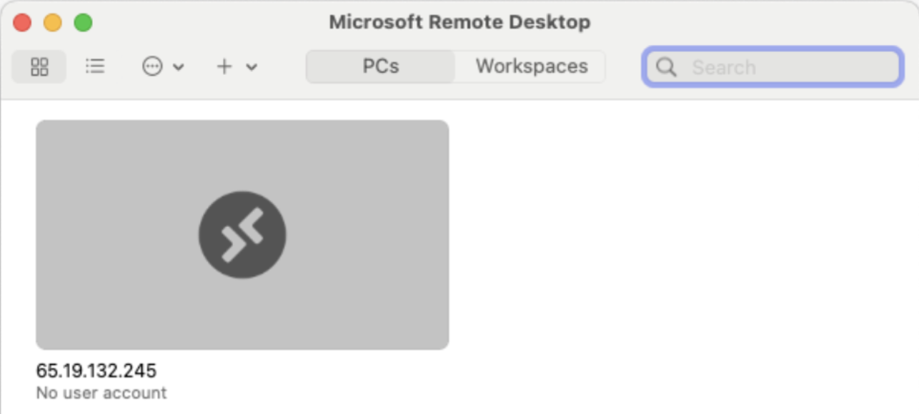 Viewing machine in Microsoft Remote Desktop app