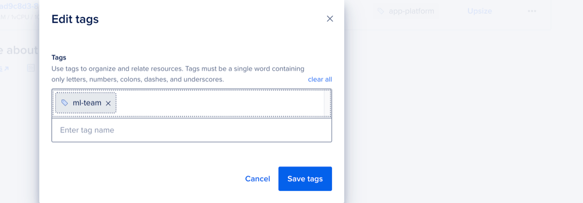 The Edit Tags dialog